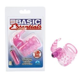 Basic Essentials Stretchy Vibrating Bunny Enhancer - Pink