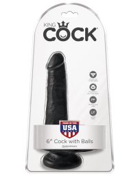 King Cock 6 Inch Cock With Balls - Black