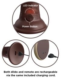 King Cock Elite 7 Inch Vibrating Silicone Dual  Silicone Dual Density Cock With Remote - Brown