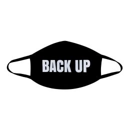 White Glitter Back Up Black Face Mask With Black  Trim