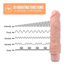 Dr. Skin Silicone - Dr. David - 8 Inch Vibrating  Dildo - Beige